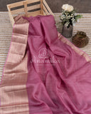 Onion Pink Silk Kota saree with a contrast green floral blouse