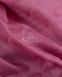 Onion Pink Silk Kota saree with a contrast green floral blouse