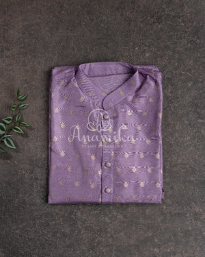 Lavender Chanderi Silk Kurta with zari woven buttas