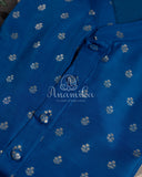 Turquoise Blue Chanderi Silk Kurta with zari woven buttas