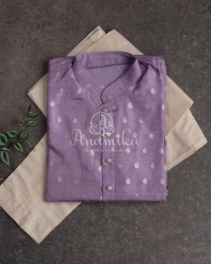 Lavender Chanderi Silk Kurta with zari woven buttas