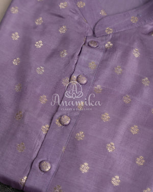 Lavender Chanderi Silk Kurta with zari woven buttas