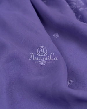 Lovely Lavender Georgette Chikankari saree with scallop border