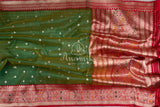 Banarasi Kora in Lovely Mehendi Green and Red Combination