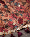 Beige Crepe Kalamkai saree with stunning blouse