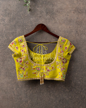 Lime Green Blouse with intricately designed handwork - stunning