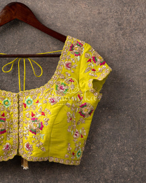 Lime Green Blouse with intricately designed handwork - stunning