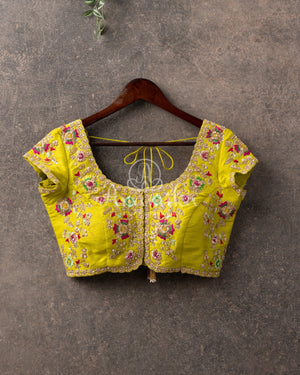 Lime Green Blouse with intricately designed handwork - stunning