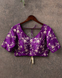 Purple Elbow sleeves blouse with beautiful embroidery