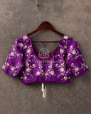 Purple Elbow sleeves blouse with beautiful embroidery