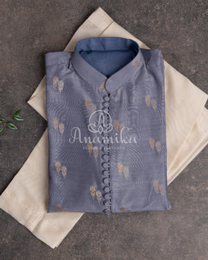 Light Lavender Chanderi Silk Kurta with zari woven buttas