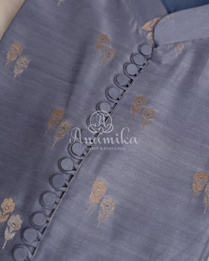 Light Lavender Chanderi Silk Kurta with zari woven buttas