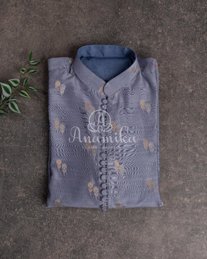 Light Lavender Chanderi Silk Kurta with zari woven buttas