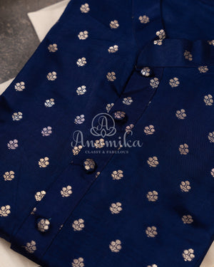 Royal Blue Chanderi Silk Kurta with zari woven buttas