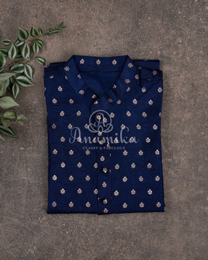 Royal Blue Chanderi Silk Kurta with zari woven buttas