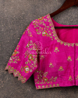 Hot Pink Blouse with beautifully designed embroidery