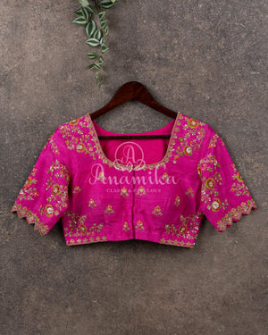 Hot Pink Blouse with beautifully designed embroidery