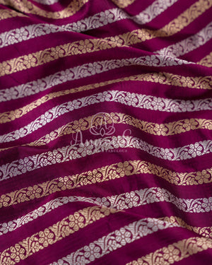 Magenta Banarasi Silk Saree with zari woven stripes