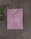 Lavender Kurta with gold and silver bandini