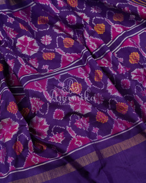 Blue/Purple Twill Silk saree paired with an intricately designed blouse