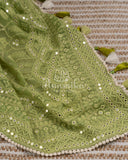 Green Chikankari and mirror work Georgette saree in leheriya pattern