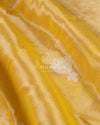 Banarasi Tissue Silk Saree in Yellow paired with pastel blue brocade blouse