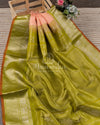 Peach/Green Gadwal Pattu saree with peach blouse