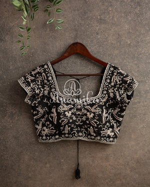 Black Chanderi saree with a beautiful black blouse