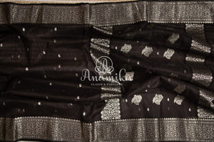 Black Chanderi saree with a beautiful black blouse