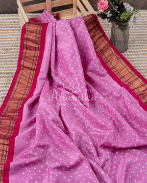Shades oh Pink Bandini Pure Silk saree with a lovely paithani border
