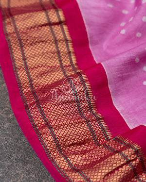 Shades oh Pink Bandini Pure Silk saree with a lovely paithani border