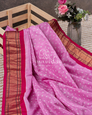 Shades oh Pink Bandini Pure Silk saree with a lovely paithani border