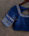 Light Blue Chanderi Silk Saree with a contrast dark blue blouse with lovely work