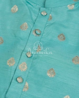 Beautiful Blue Chanderi Kurta with zari woven buttas