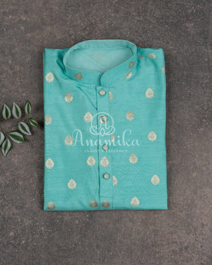 Beautiful Blue Chanderi Kurta with zari woven buttas