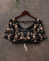 Black Elbow sleeves blouse with beautiful embroidery