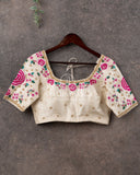Off white blouse blouse with intricate floral work embroidery - absolutely stunning !