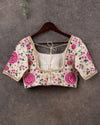 Off white blouse blouse with intricate floral work embroidery - absolutely stunning !