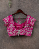 Hot Pink Bridal Blouse with all over silver zardosi work