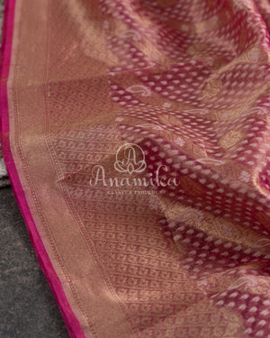 Pink Kora Tissue Saree with a stunning pink tissue blouse