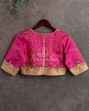 Pink Kora Tissue Saree with a stunning pink tissue blouse