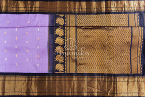 Gadwal pattu saree in a beautiful Lavender/ Dark Navy combo