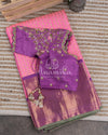 Royal Kanchi Gadwal saree paired with a contrast purple handwork blouse