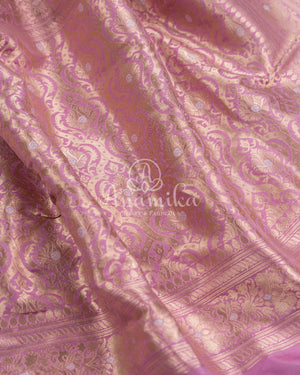 Lilac Banarasi Silk Saree with a contrast purple blouse
