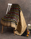 Black multi color stripes saree on Banarasi Silk - paired with black handwork blouse