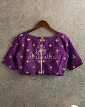 Purple Chanderi Tissue Saree with hand work blouse