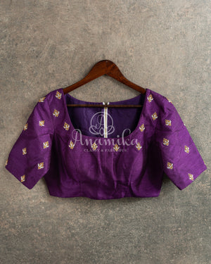 Purple Chanderi Tissue Saree with hand work blouse