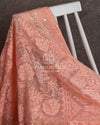 Chikankari Georgette saree with sequins bling in a lovely peach color