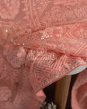Chikankari Georgette saree with sequins bling in a lovely peach color