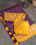 Royal Purple Banarasi saree with a graceful yellow border
